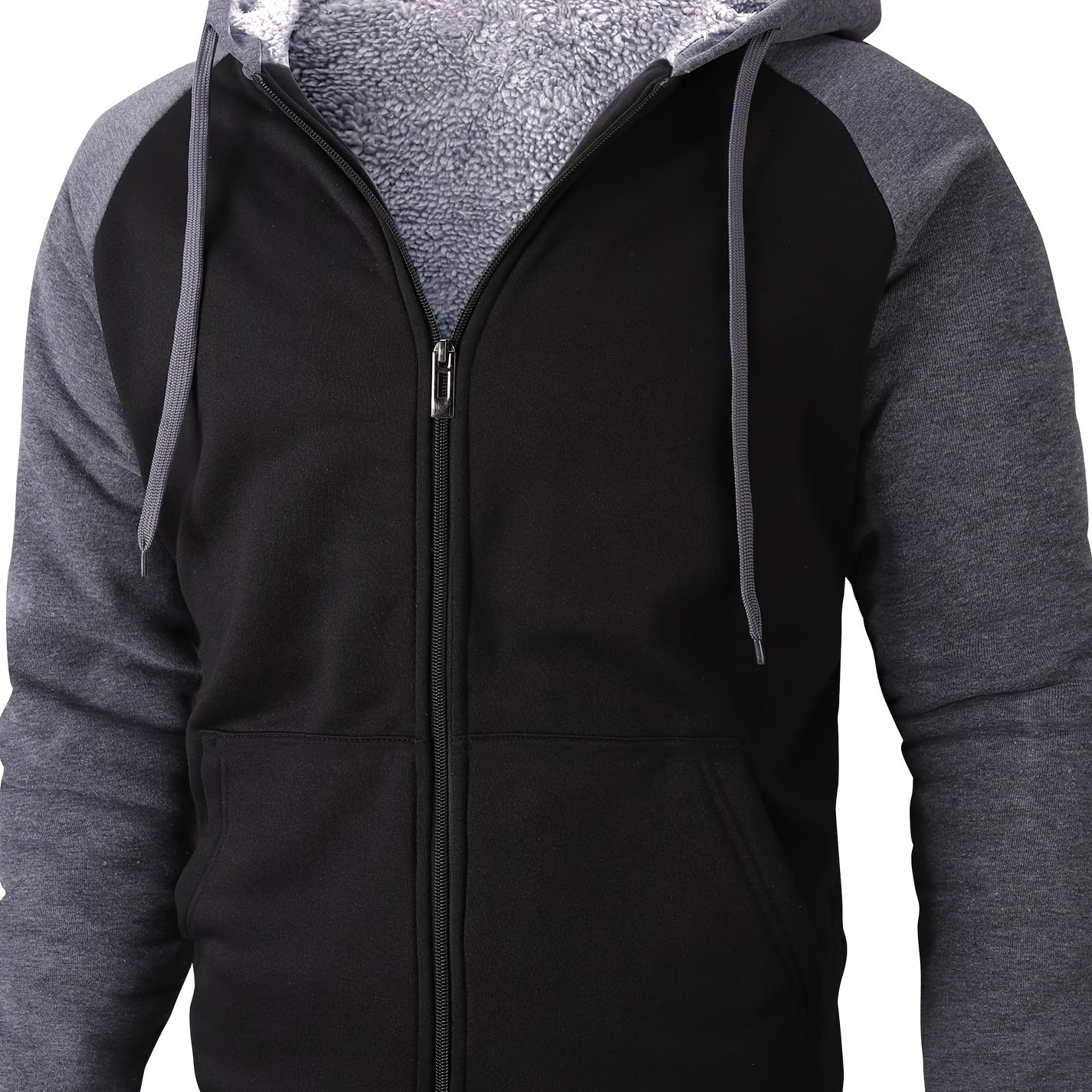 TEMU Autumn And Contrast Hooded Long Sleeve Zip Up Sweatshirt , And Fleece Hoodie For And Sports