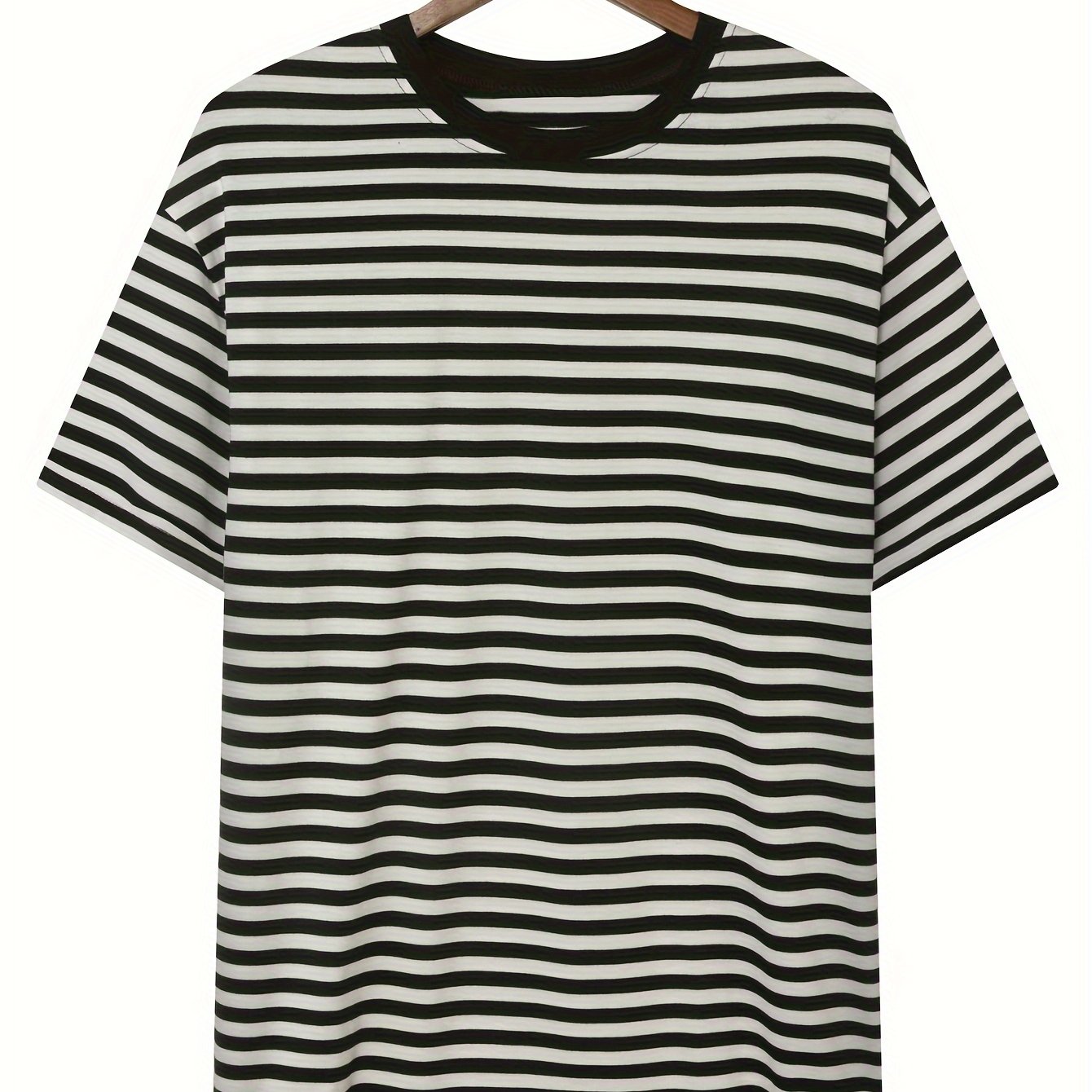 Image of Men's Short-sleeve Striped T-shirt With A Round Neck For Summer Leisure