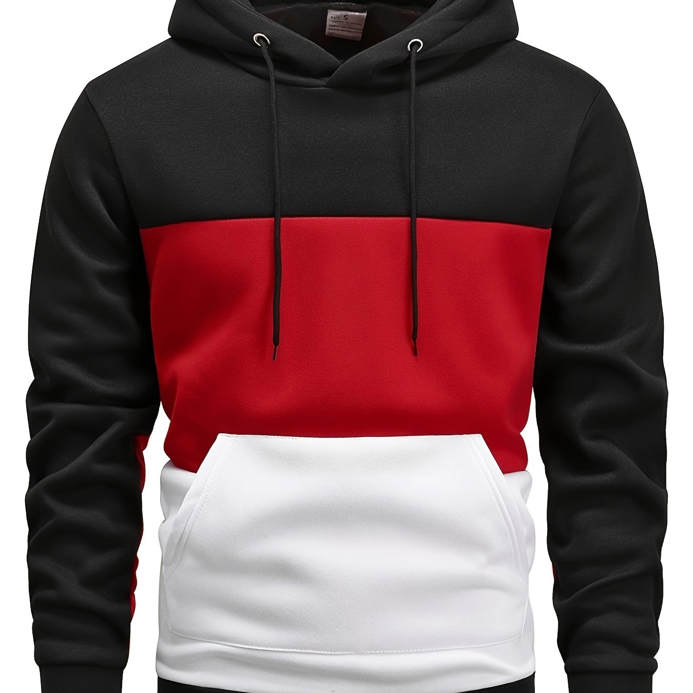 TEMU Color Block Hoodie, Cool Hoodies For Men, Men's Casual Graphic Design Pullover Hooded Sweatshirt With Kangaroo Pocket Streetwear For Winter Fall, As Gifts