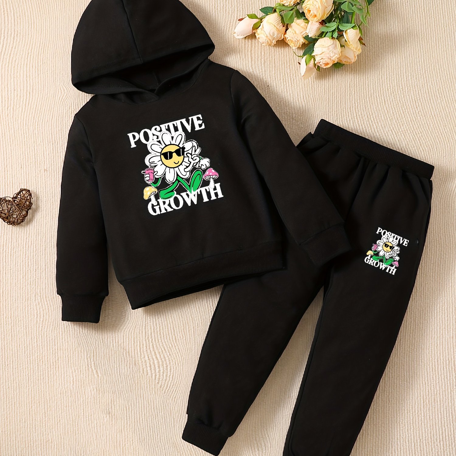 Ensemble De Survêtement Dinosaure 2 Pièces Pour Fille - Sweat à Capuche + Pantalon - Matière Douce Coton/polyester