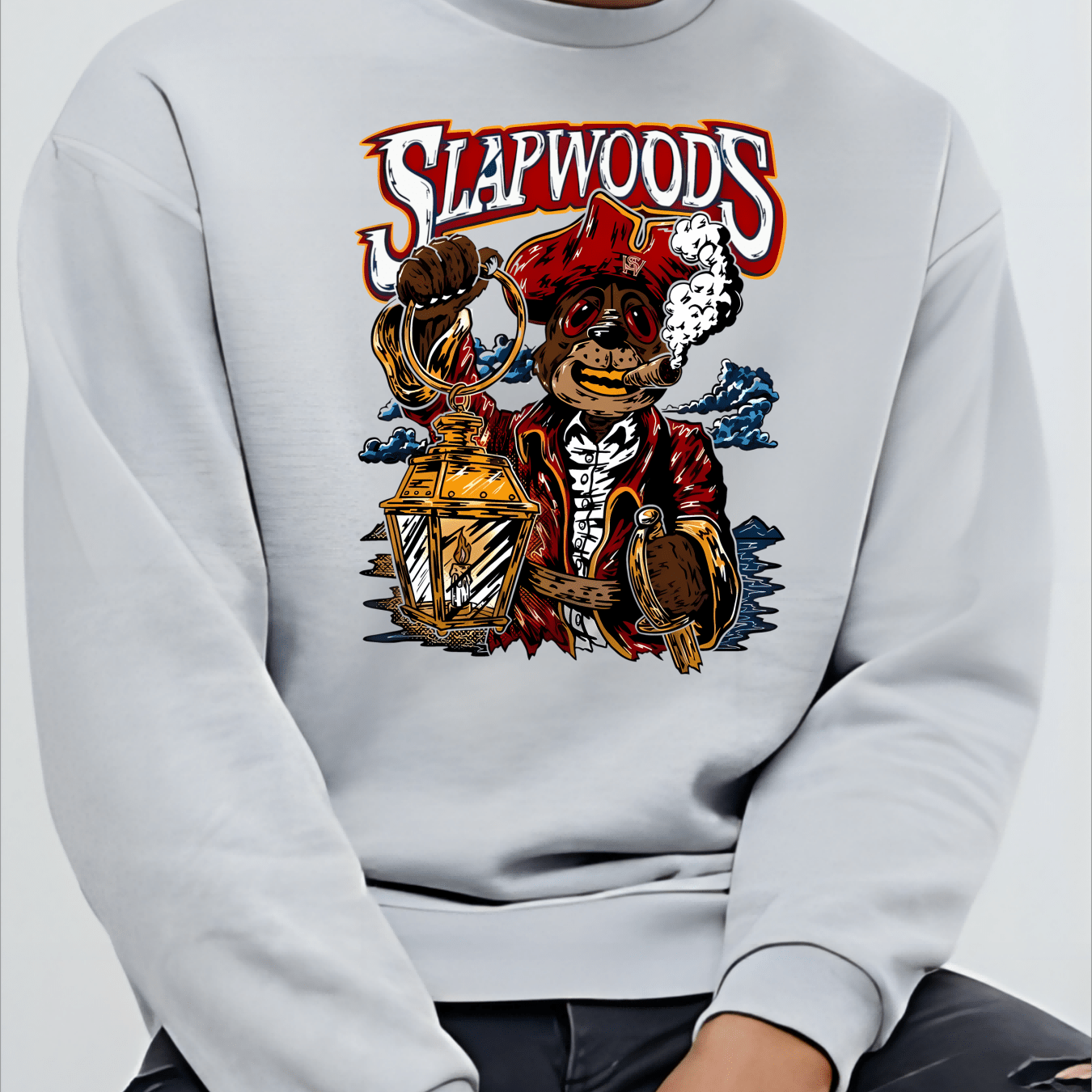 Men's Stylish Rhinestone Bear Print Sweatshirt Casual Crew Neck Long Sleeve  Pullover Top - Temu