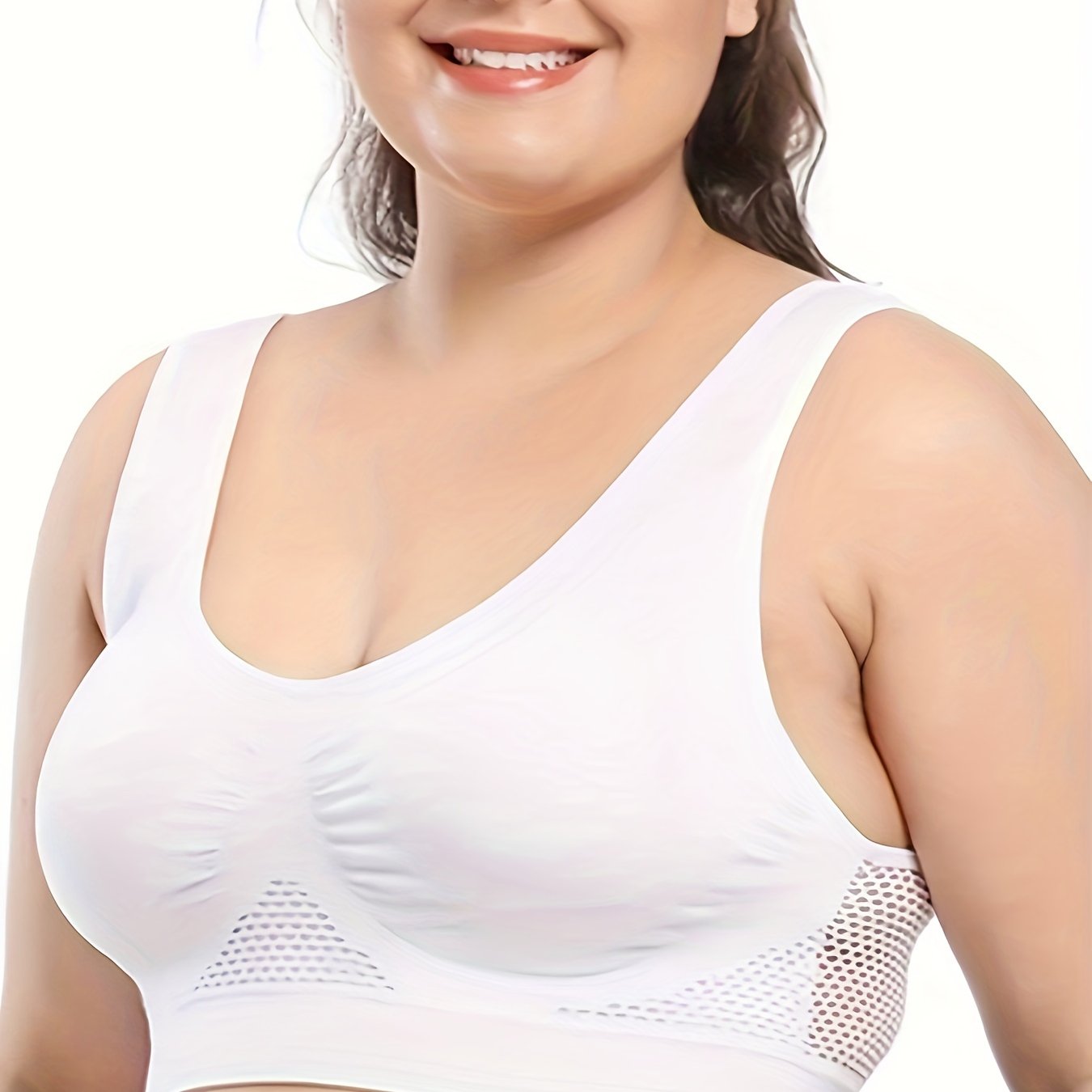 Plus Size Sports Bra Women's Plus Solid Hollow Breathable - Temu