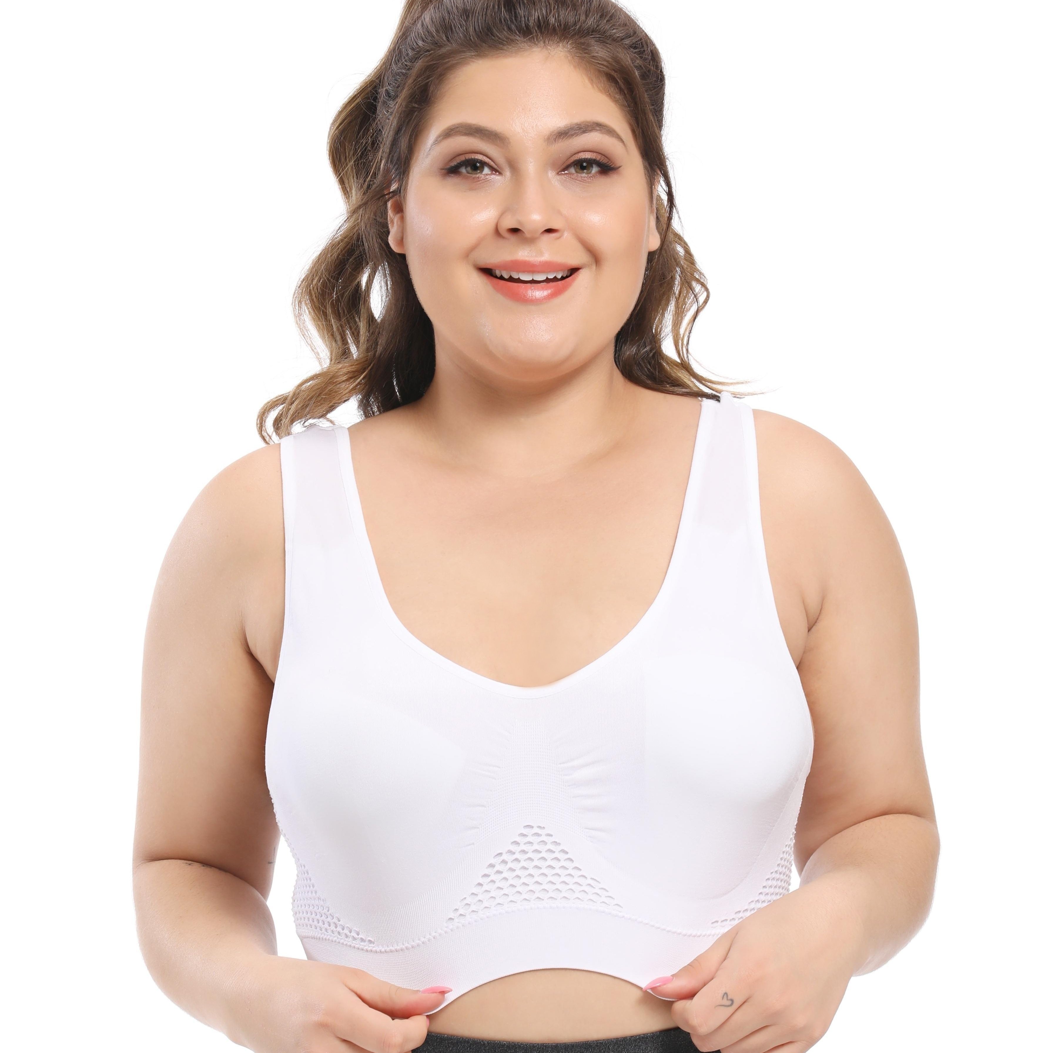 Plus Size Sports Bra Women's Plus Solid Hollow Breathable - Temu Canada