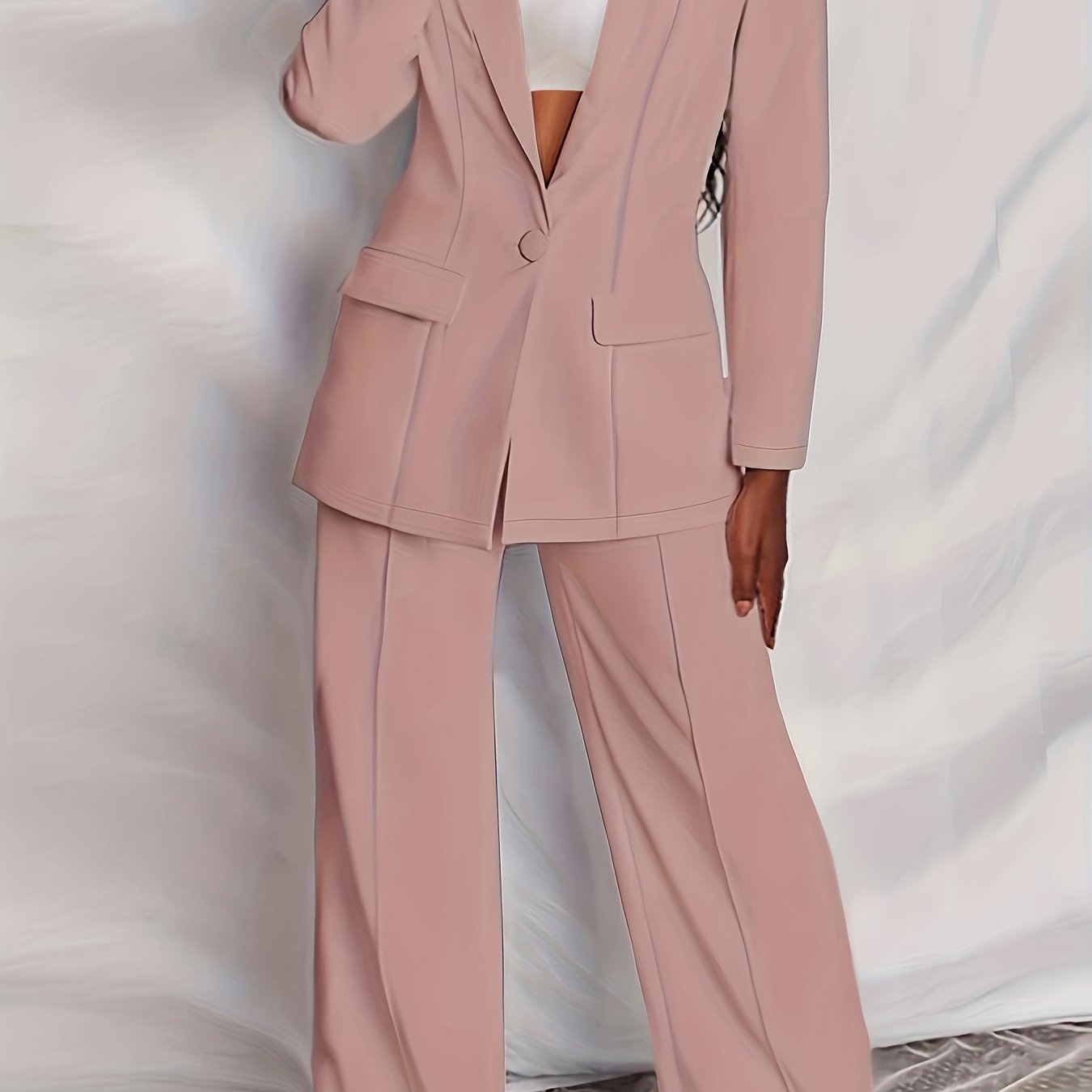 Women's Casual Suit Set Plus Size Colorblock Houndstooth - Temu Canada