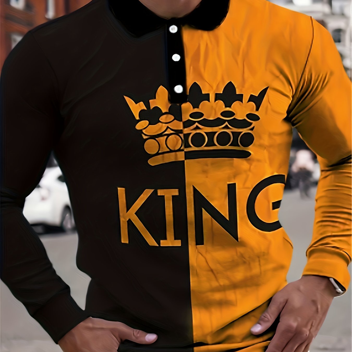 Maglia Da Uomo A Blocchi Di Colore Con Motivo King Crown - Temu Italy