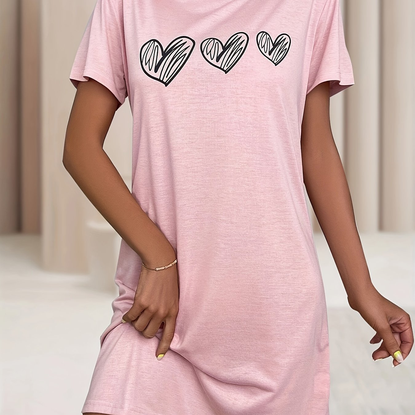 Heart Peach Plus Size Nightgown