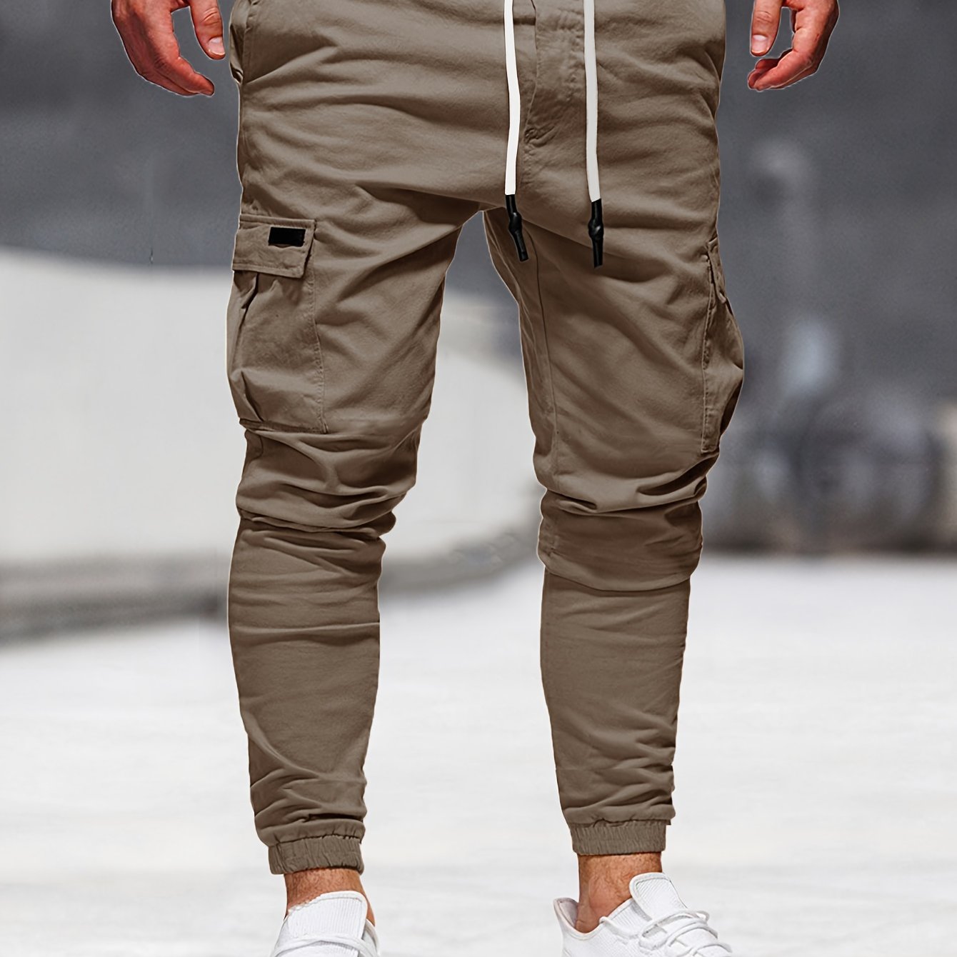 Trendy Solid Cargo Pants Men's Multi Flap Pocket Trousers - Temu Canada