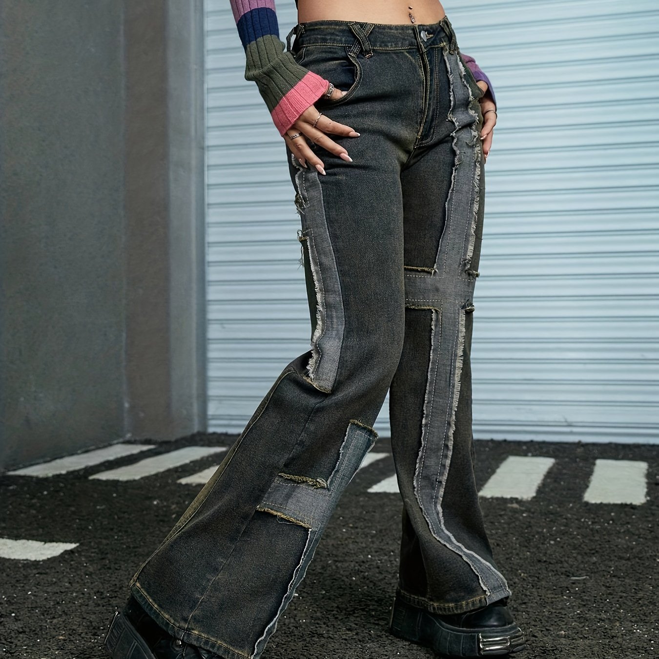 Women's Vintage Cargo Pants High Waist Baggy Jeans Pockets - Temu Romania
