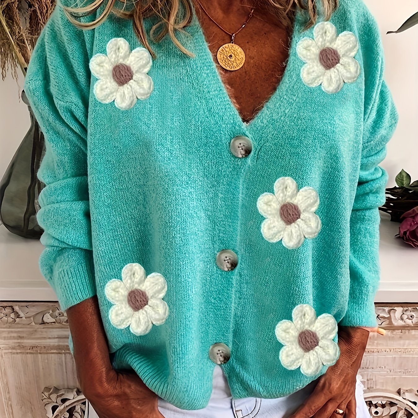 Smiley sunflower online cardigan