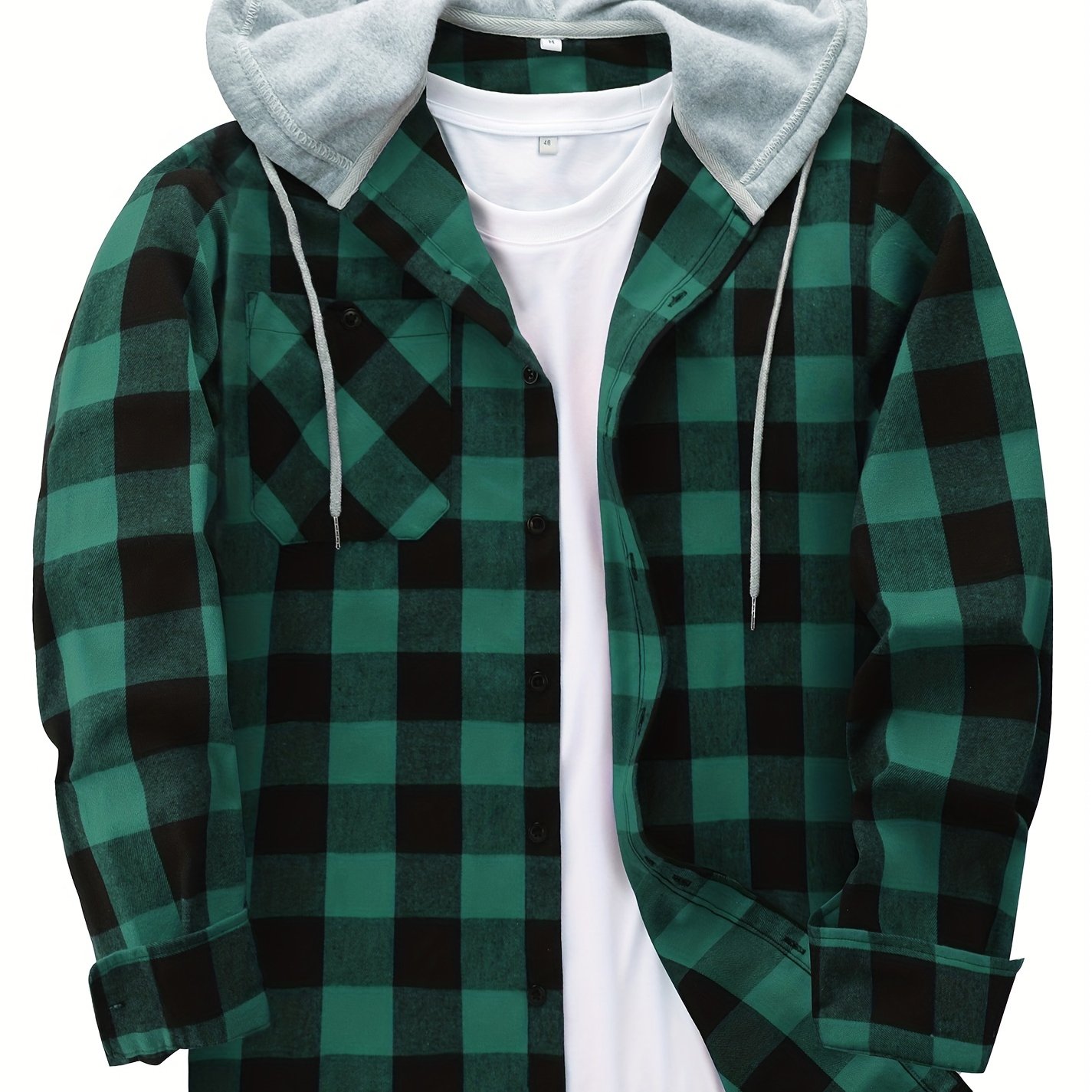 Plaid Shirt Coat Men Long Sleeve Casual Regular Fit Button - Temu Canada