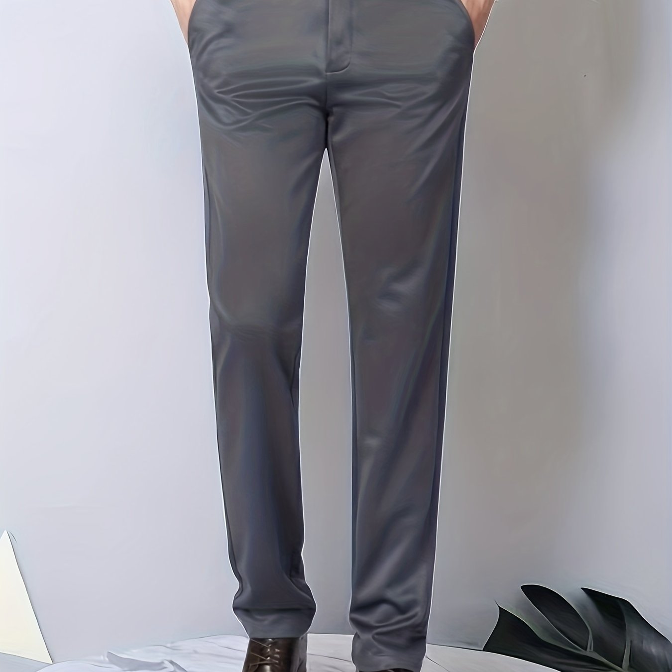 Classic Design Dress Pants Men's Formal Solid Color Stretch - Temu