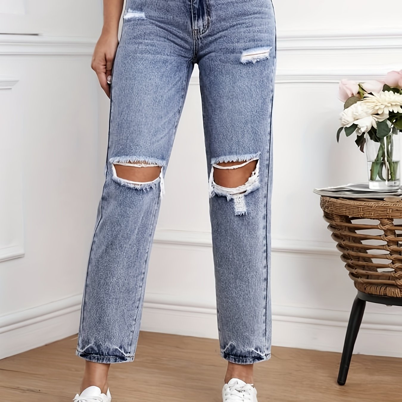 Pantalon vaquero recto online mujer