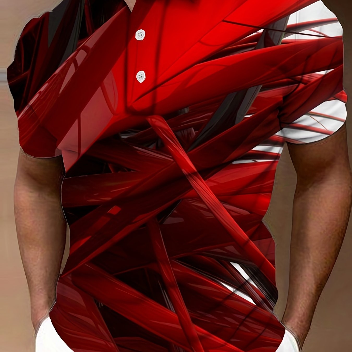 Image of Men's Shirt With Collar, Golf Tennis Outdoor Wear, Geometric 3d Trendy Clothing, New Arrival