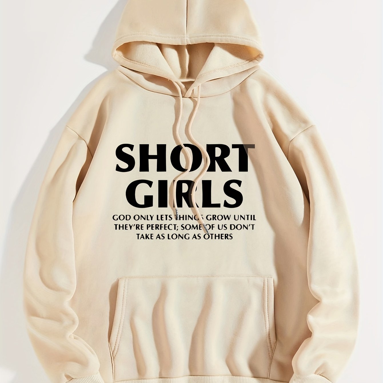 Short Girls Letter Print Hoodie Casual Pocket Long Sleeve - Temu