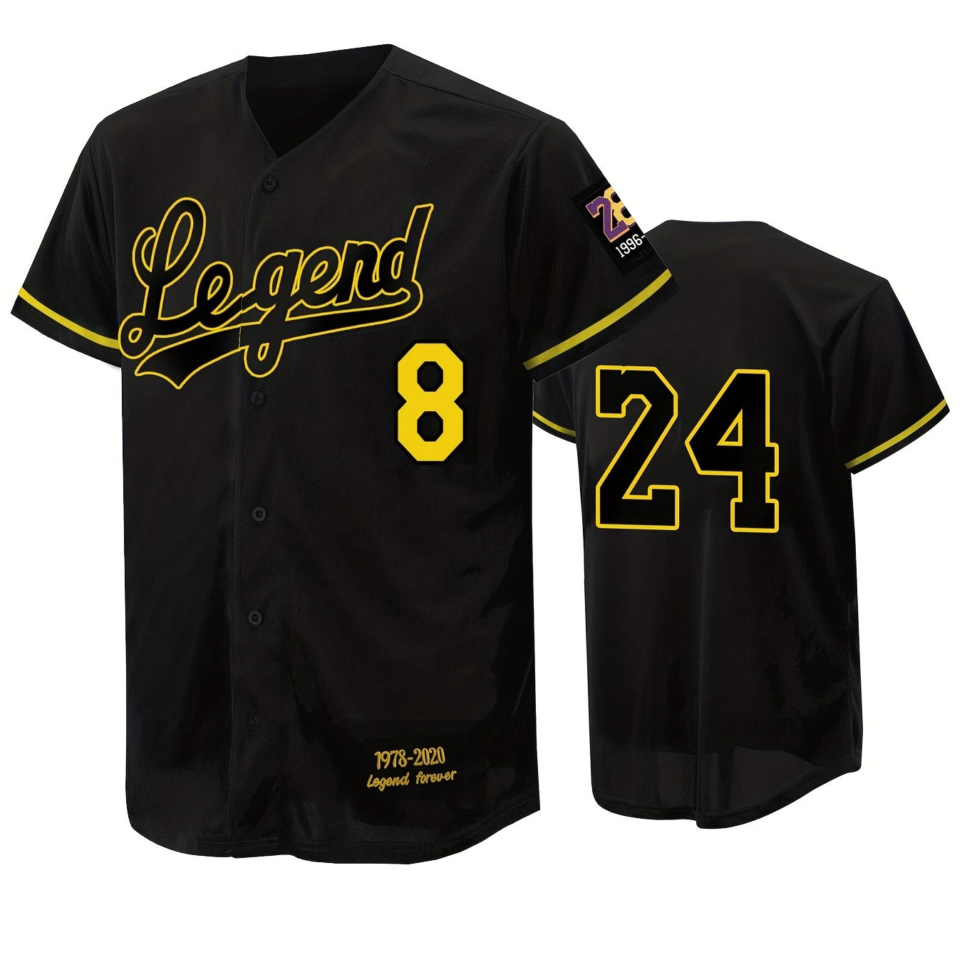 Men's Legend #24 Baseball Jersey, Active Slightly Stretch Breathable Button  Up Short Sleeve Uniform Baseball Shirt For Training Competition - Temu