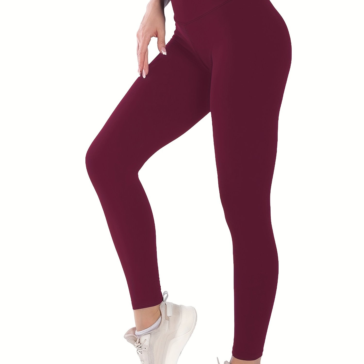 Solid High Waist Skinny Leggings Casual Every Day Stretchy