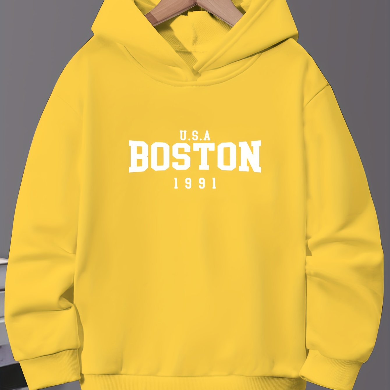 Boston Print Hoodies for Girls, Graphic Hoodie, Comfy Loose Trendy Hooded Pullover,$9.99,130,Bright Yellow,Temu