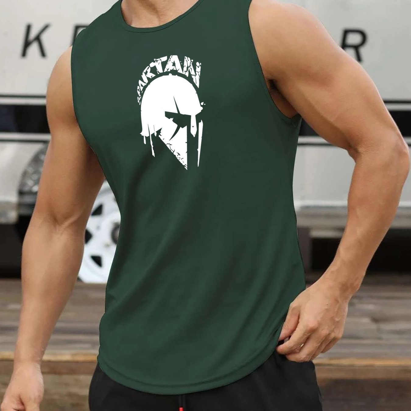 TEMU [popular ] Men's Summer Fitness Tank Top - Breathable, Quick-dry Muscle Training Vest With Letter Print, Loose Fit Sleeveless Shirt