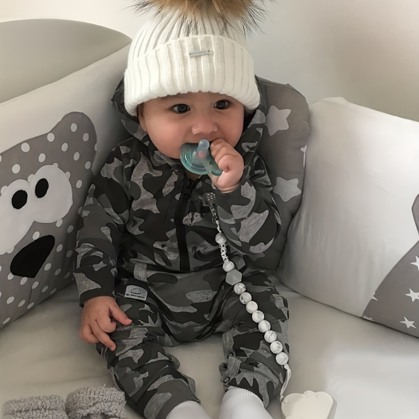 Image of Children's Western Spring/autumn Style Boys' Long Sleeve Hooded Camouflage Jumpsuit Crawling Suit Baby Clothes, For Outdoor