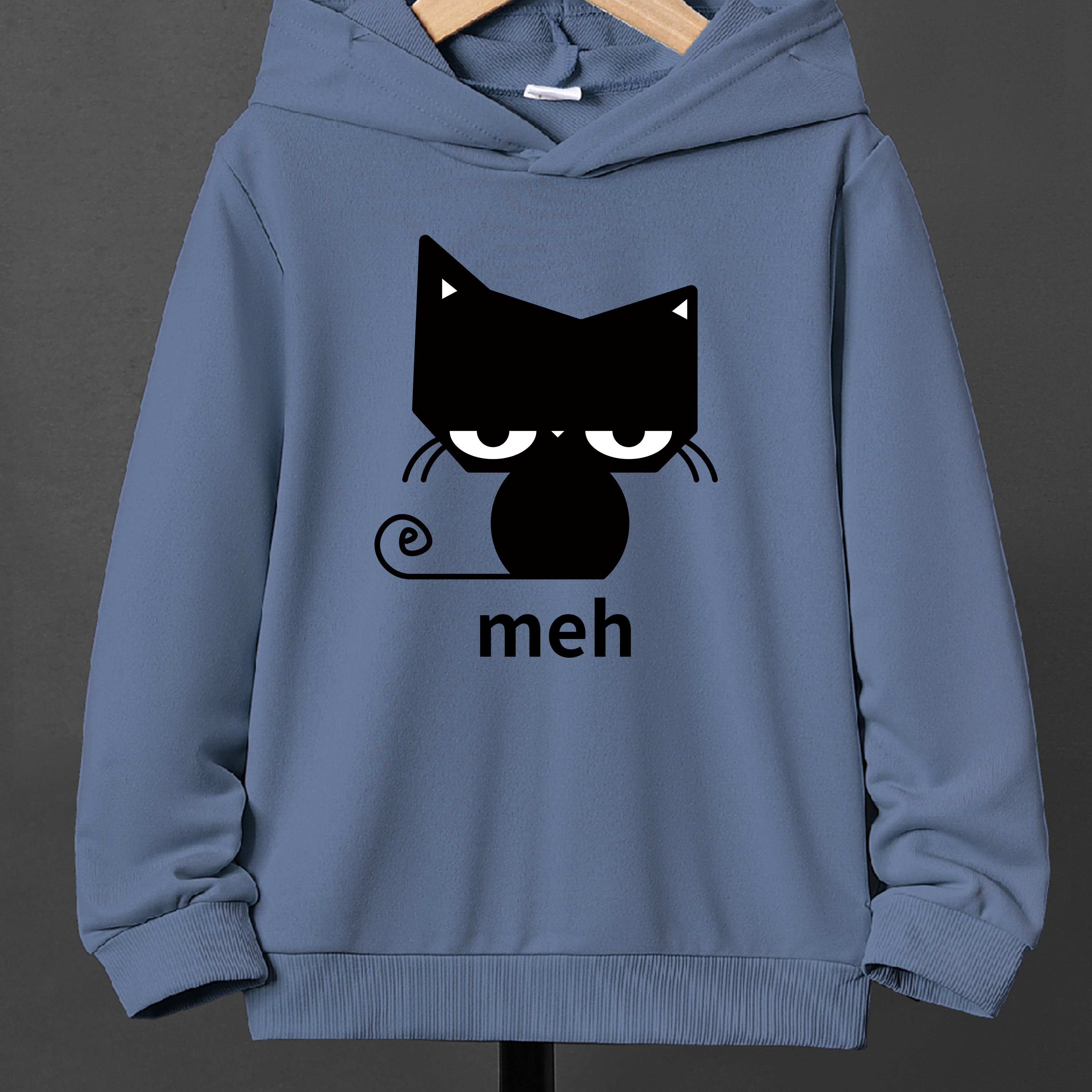 Tween Boys And Girls Casual Cat Pattern Hoodie Sweatshirt, Comfortable 7-15 Kids' Clothing, Outdoor Sports, Leisure , Spring/fall