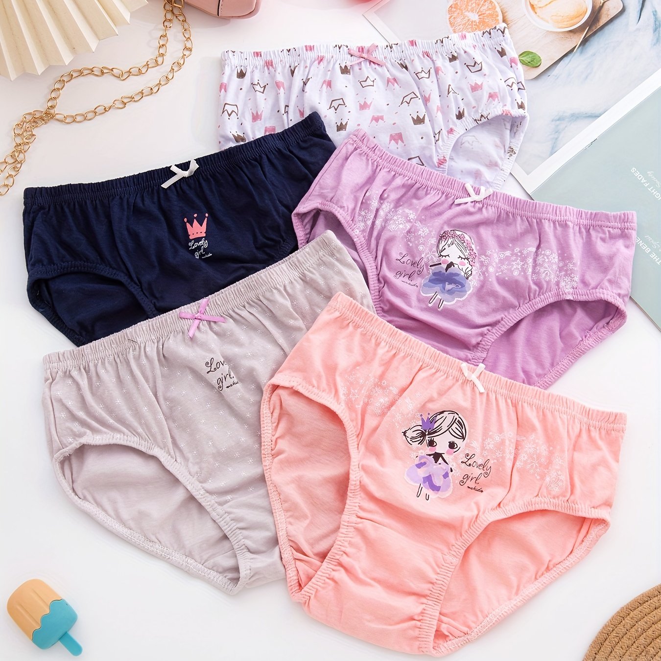 Girls Cute Princess Pattern Cotton Brief Underwears - Temu