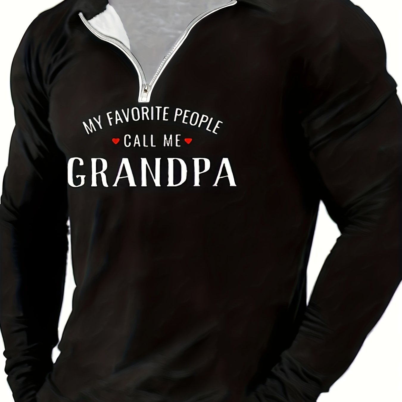 Casual Letter Print Men's Retro Long Sleeve Zipper Lapel Shirt, Gift For Men