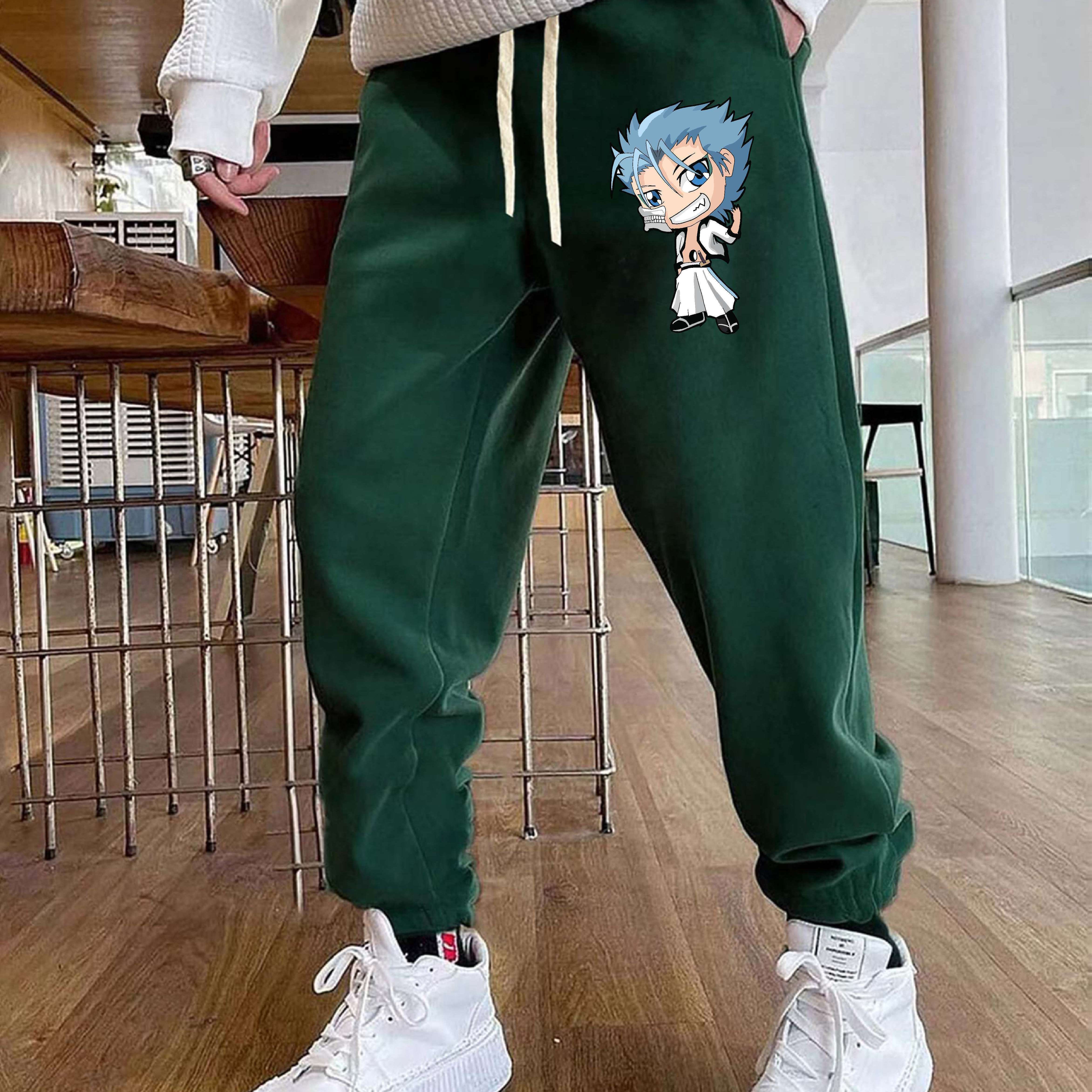 Anime Pattern Print Drawstring Sweatpants Loose Fit Pants - Temu