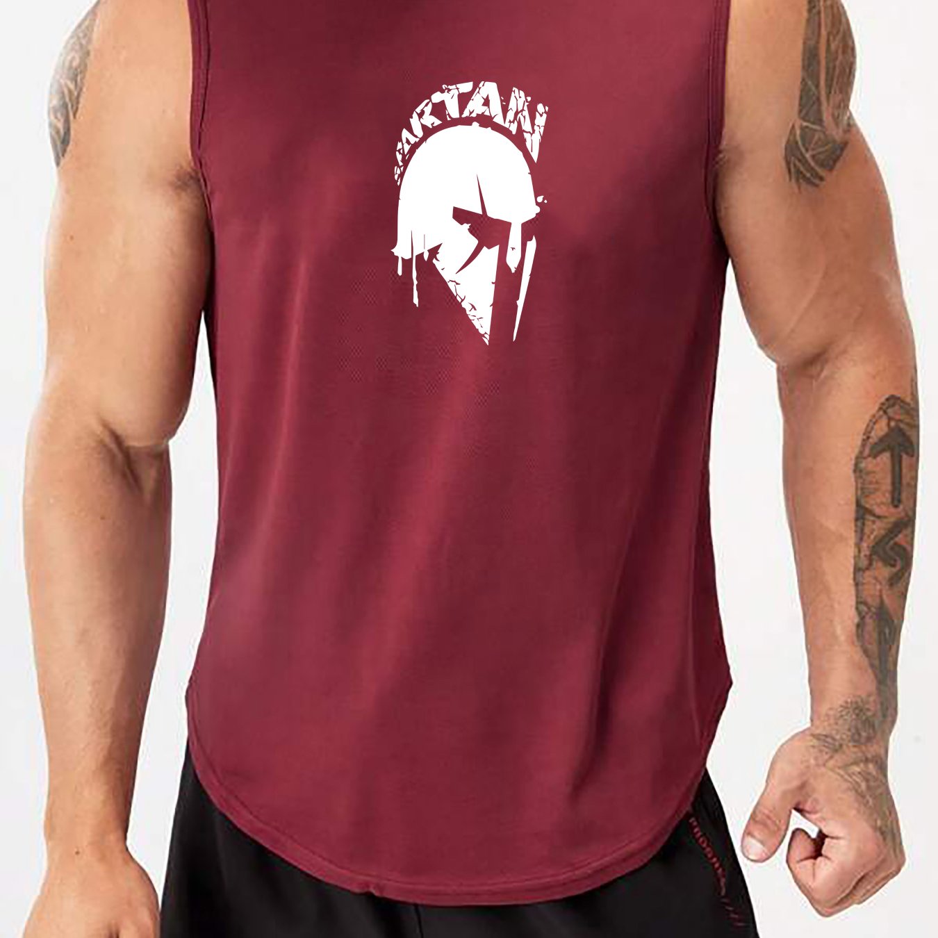 TEMU [Elección Popular] Camiseta Sin de Fitness para Hombres - Transpirable, Secado Rápido, Chaleco de Entrenamiento Muscular con Estampado de ,