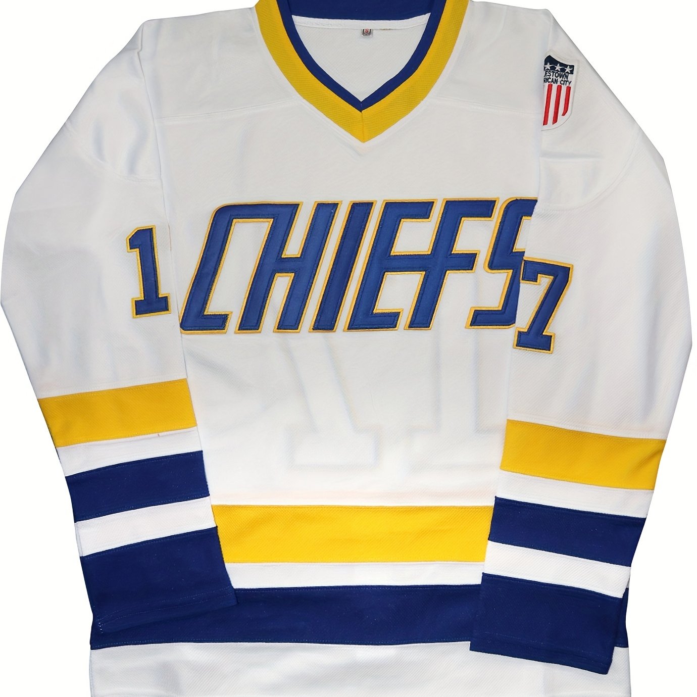 Men's Embroidery Number Ice Hockey Jersey, Vintage V-Neck Long Sleeve Uniform Hockey Shirt for Training Competition,Temu