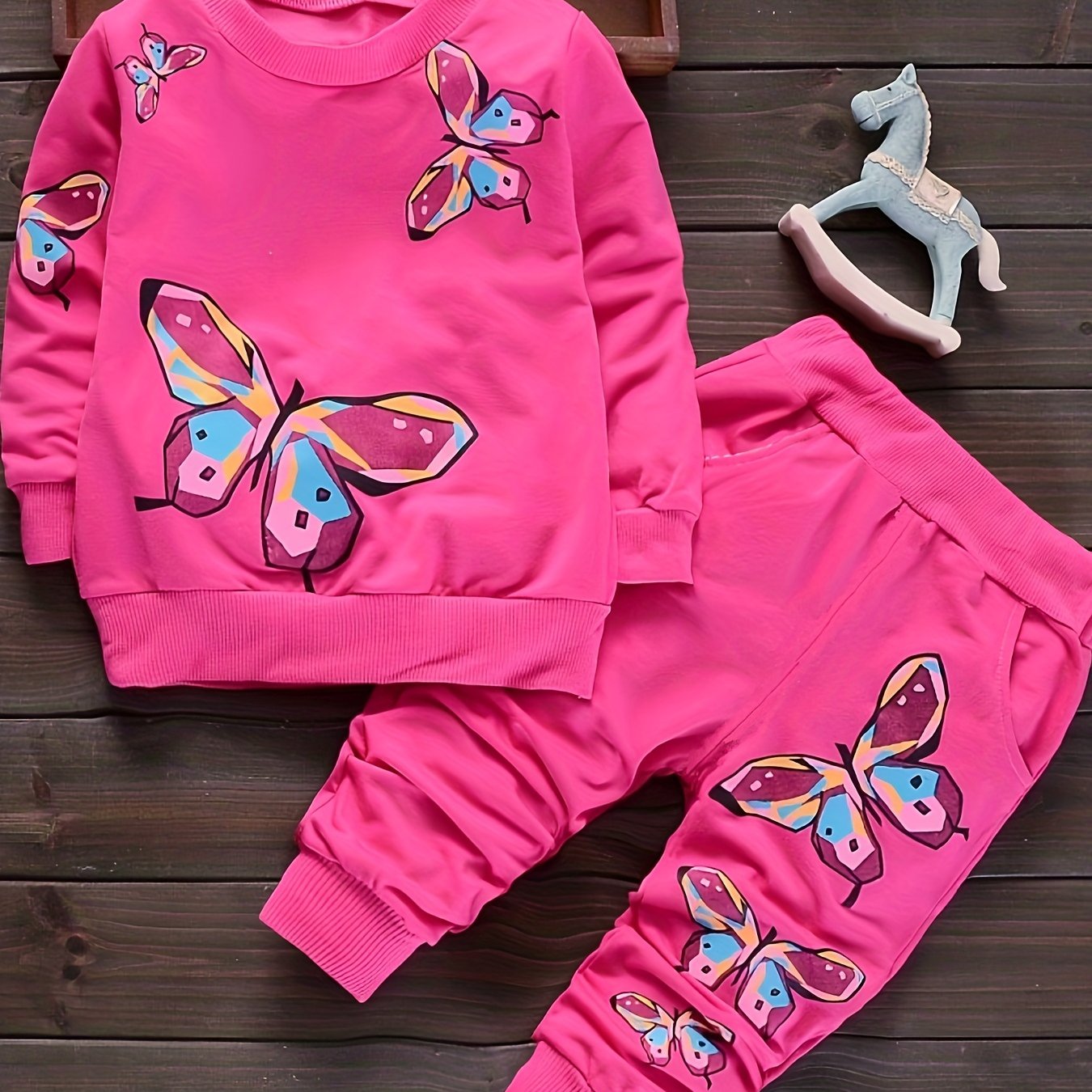Image of New Autumn Girls Long-sleeved Suits For Baby Girls Spring And Autumn Fashion Colorful Print Long-sleeved Two-piece Suits, For Outdoor