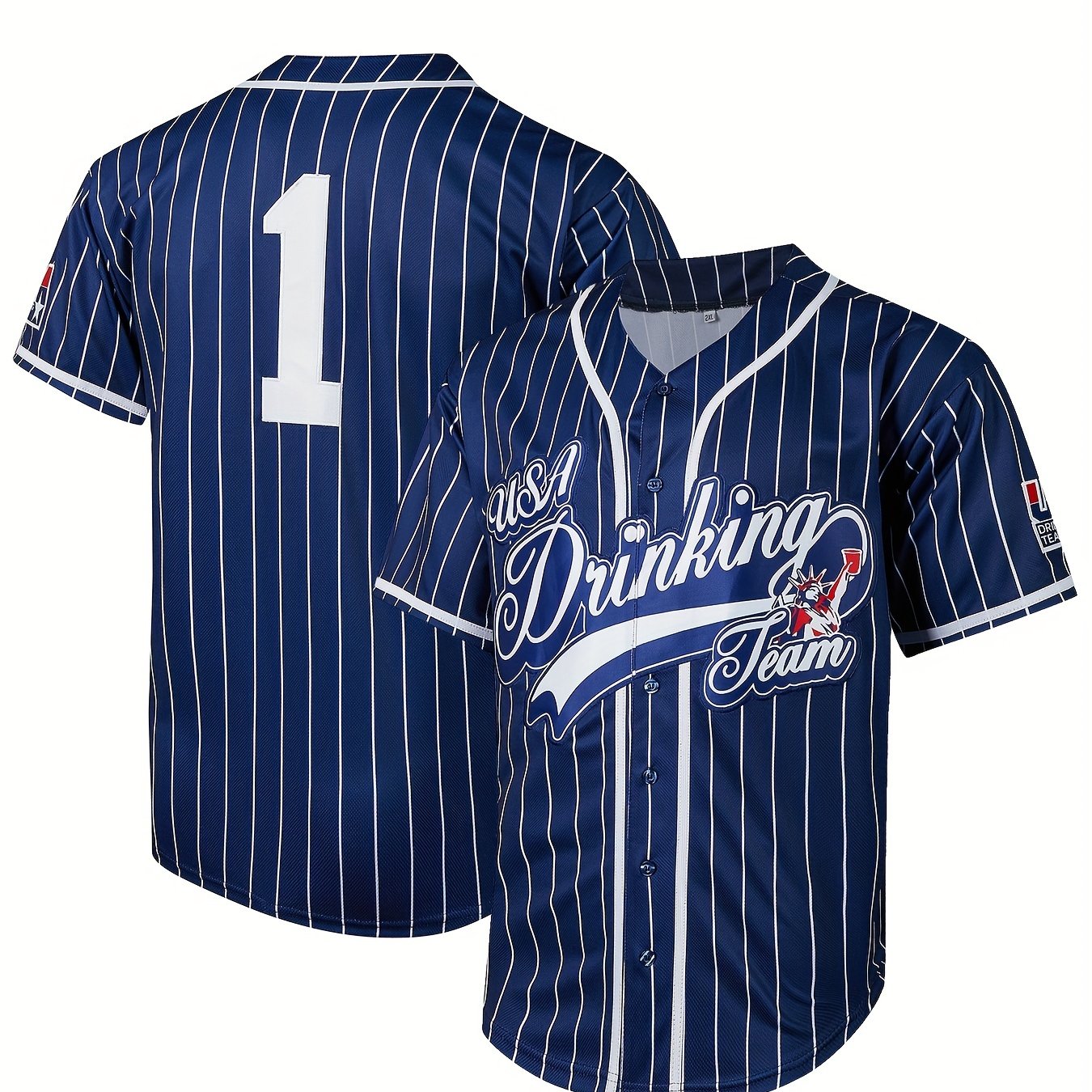 USA Drinking Team (White Pinstripe) Baseball Jersey