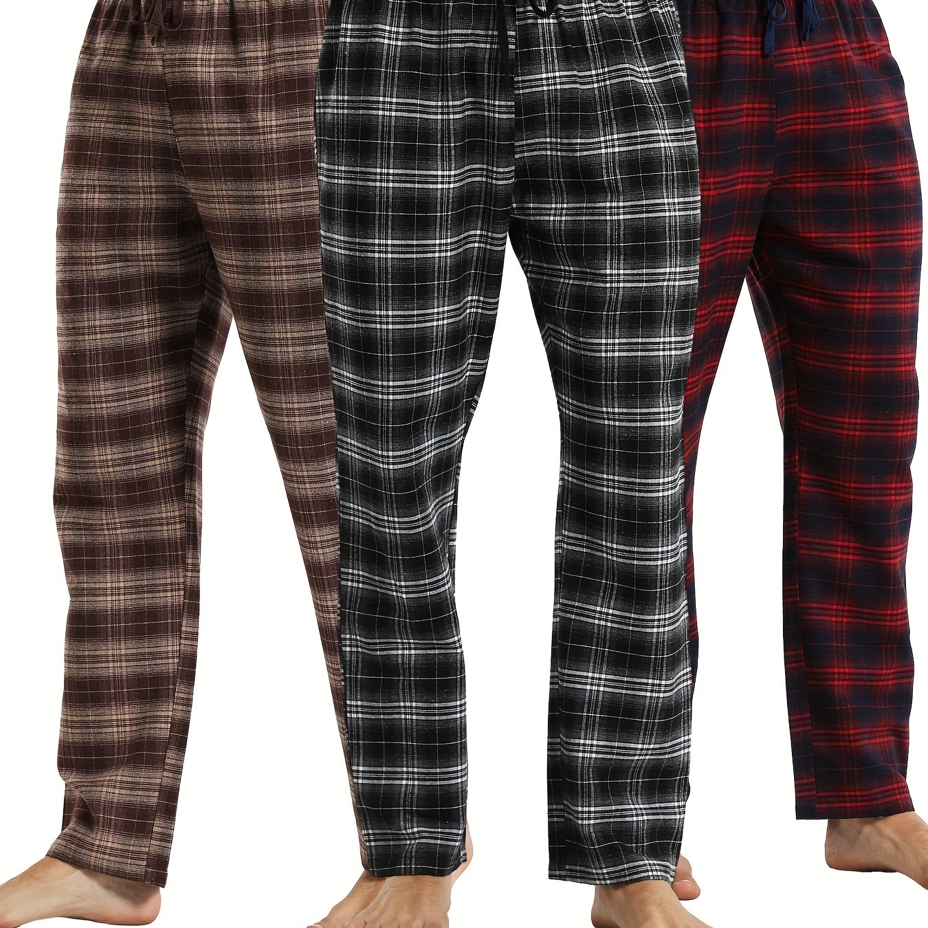 Men's Plaid Pattern Casual Homewear Long Pants Pajama Sleep - Temu Mexico