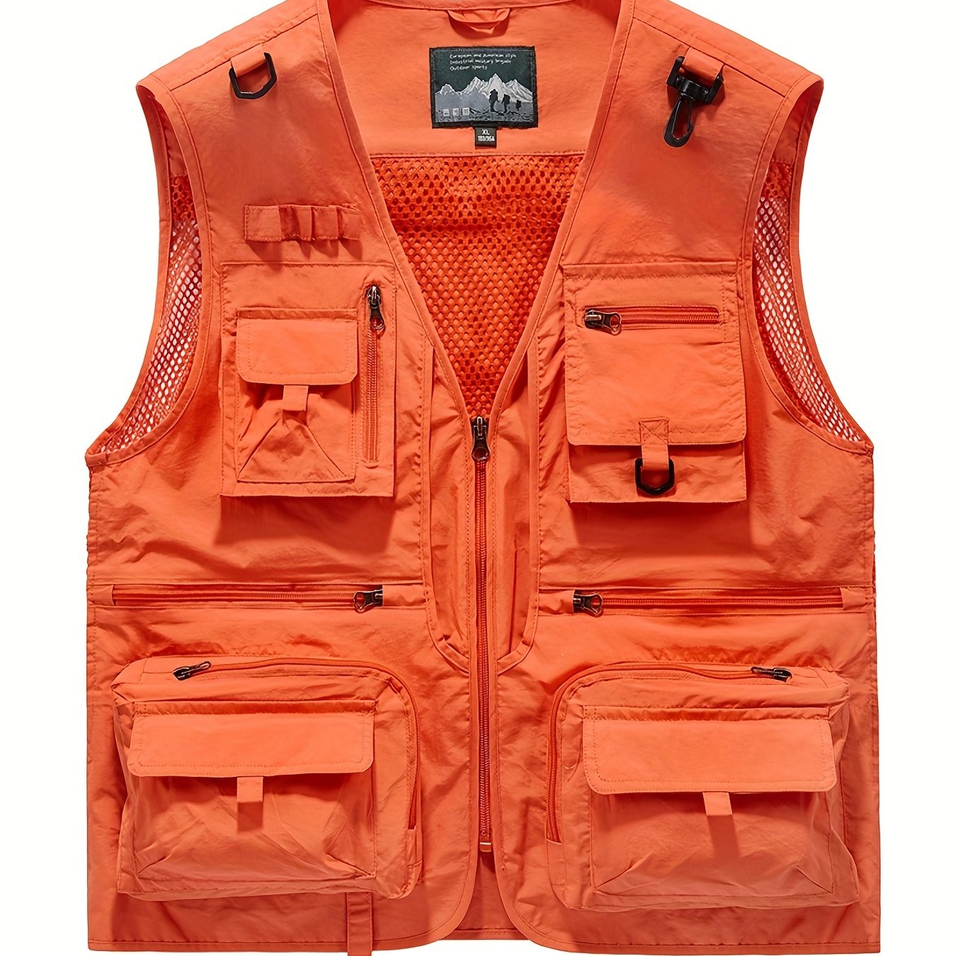 Zipper Pockets Cargo Vest, Men's Casual Outwear V Neck Zip up Vest