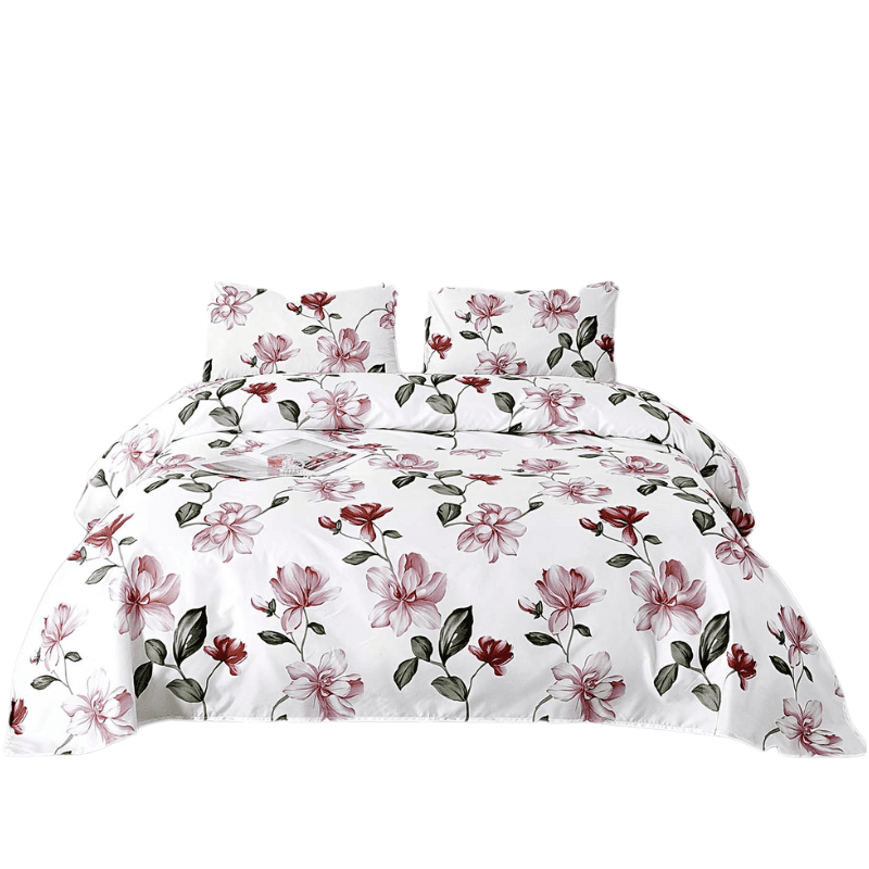 Juego de Funda Nórdica Estampado Floral Rojizo