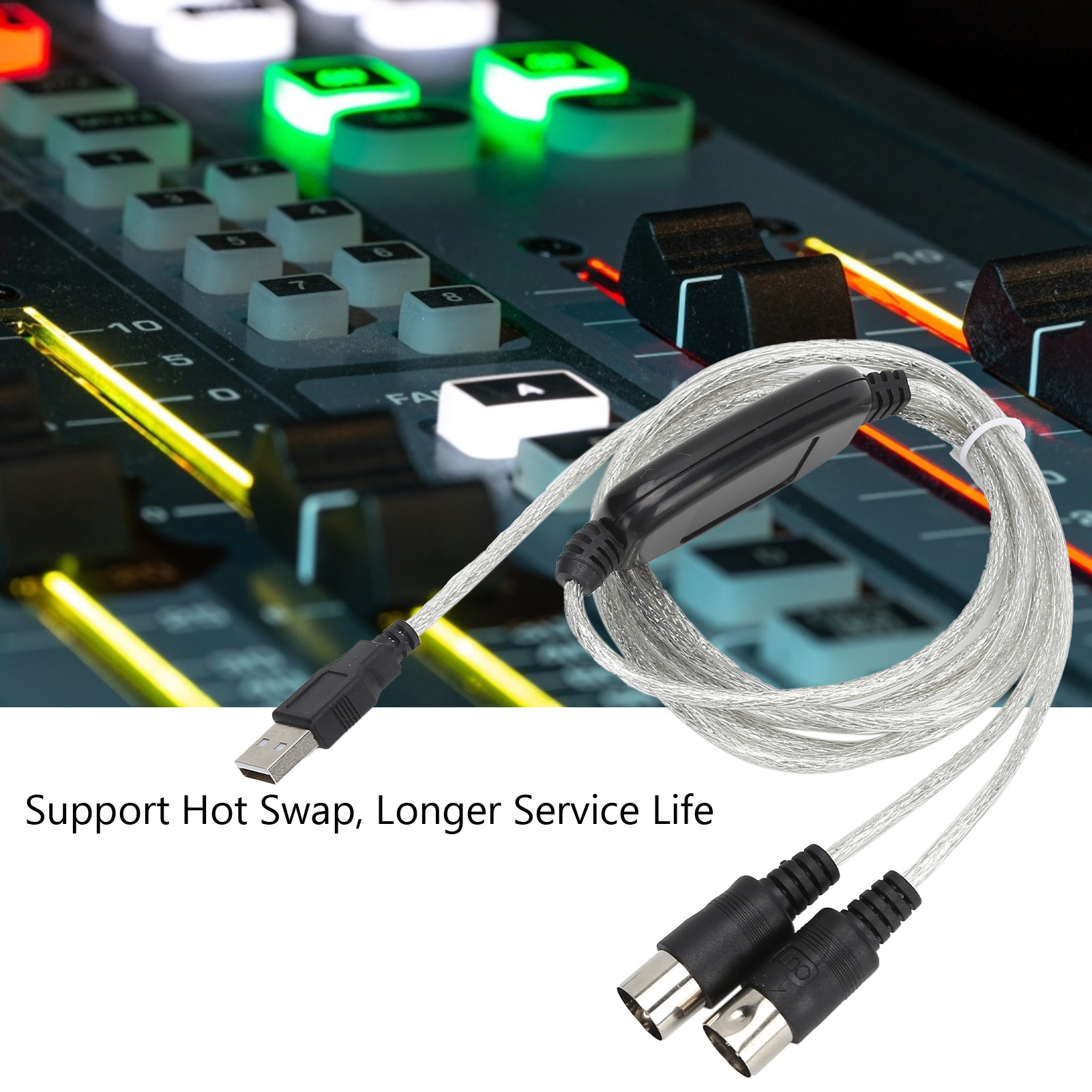 Cable de conversor de MIDI actualizado a USB, 2 en 1pieza a interfaz de teclado de estudio de música de sintetizador, cable de adaptador de controlador de plug, cable de conversor de MIDI a USB para XP / VISTA / OS X / Window7 ¡Venta caliente!