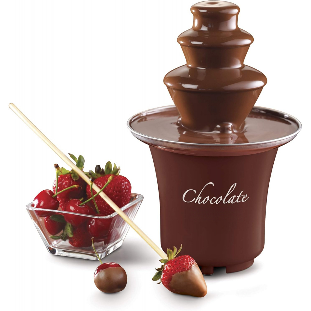 TEMU Maquinilla de Fondue Eléctrica de 3 Niveles Nostalgia para Fiestas - Funde Queso, Dulces, , Fresas, Manzanas y Verduras - -