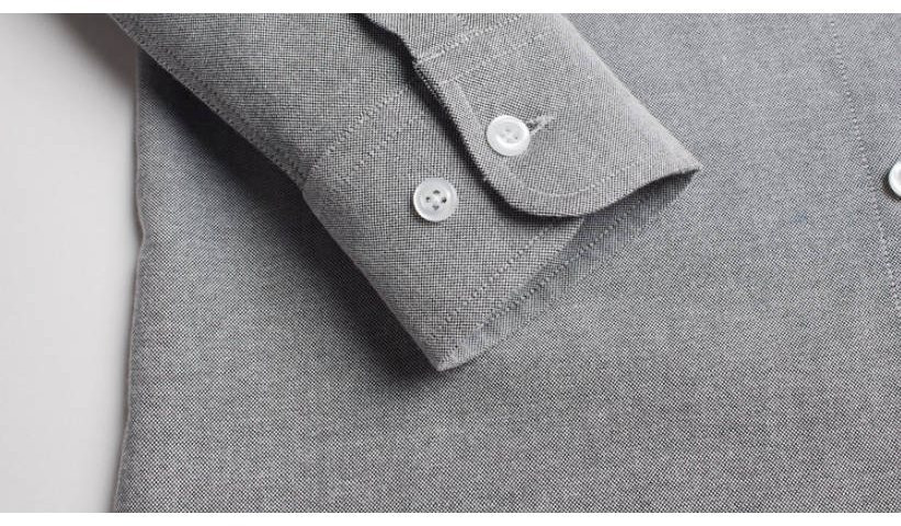 Camisa Clásica de Manga Larga Azul Sólido para Hombre, Elegante Cáñamo Casual de Negocios SKU: Sm25090241132373777