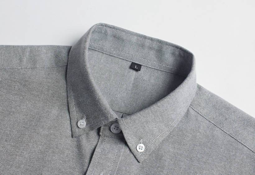 Camisa Clásica de Manga Larga Azul Sólido para Hombre, Elegante Cáñamo Casual de Negocios SKU: Sm25090241132373777