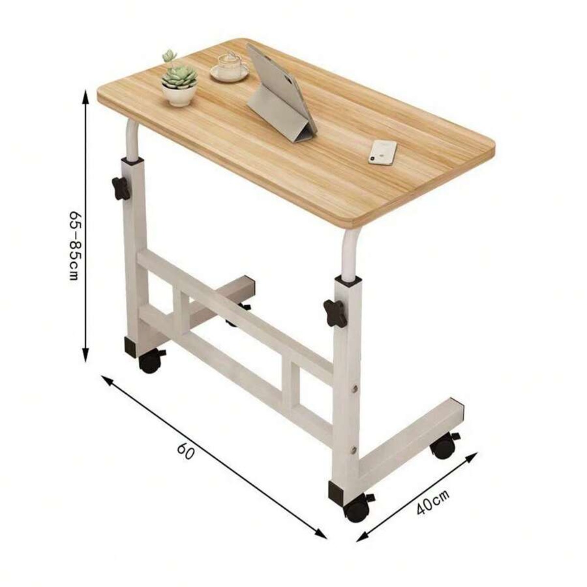 item picture auxiliary   adjustable in height with wheels auxiliary adjustable tv tray table comfortable laptop table dinner trays for eating tv dinner tray on bed sofa for eating reading 60x40cm computer desk