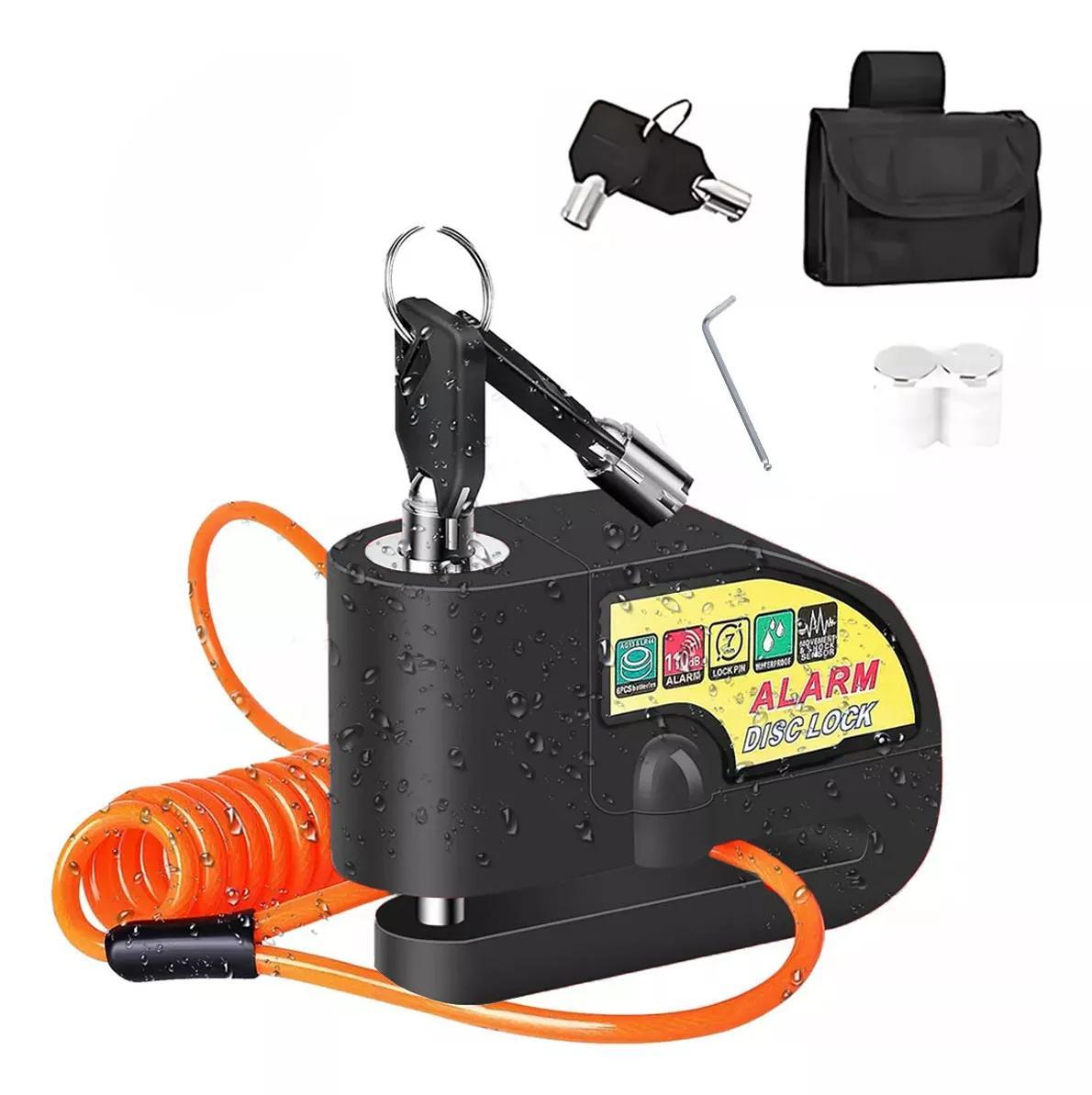 1 Pieza Alarma de Motocicleta Impermeable Bloqueo de Disco de Freno Candado, Seguridad Funcional Segura Para Triciclo Motocicleta Coche eléctrico Bicicleta