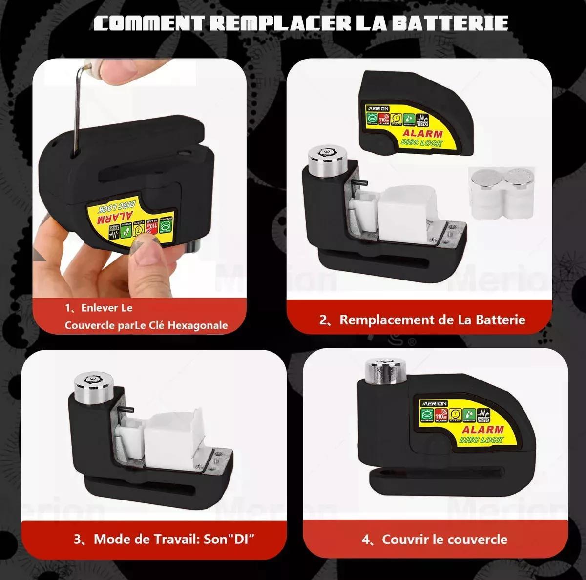 1 Pieza Alarma de Motocicleta Impermeable Bloqueo de Disco de Freno Candado, Seguridad Funcional Segura Para Triciclo Motocicleta Coche eléctrico Bicicleta