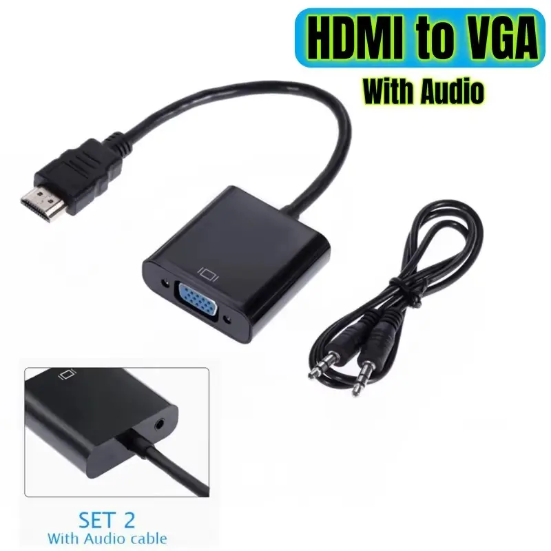 adaptador a vga con cable de conversión de audio de 3,5 mm, cable de conversión de video a vga hembra 1080p para portátil Detalles del producto 1