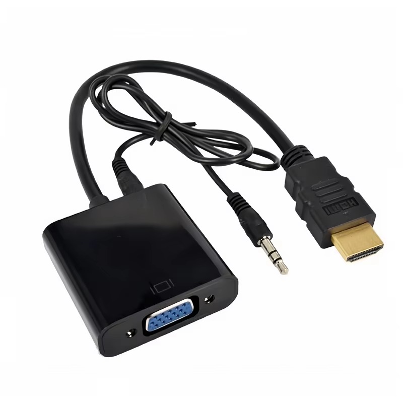 TEMU Adaptador HDMI a VGA con cable de conversión de audio de 3,5 mm, cable de conversión de video HDMI a VGA hembra 1080P para portátil