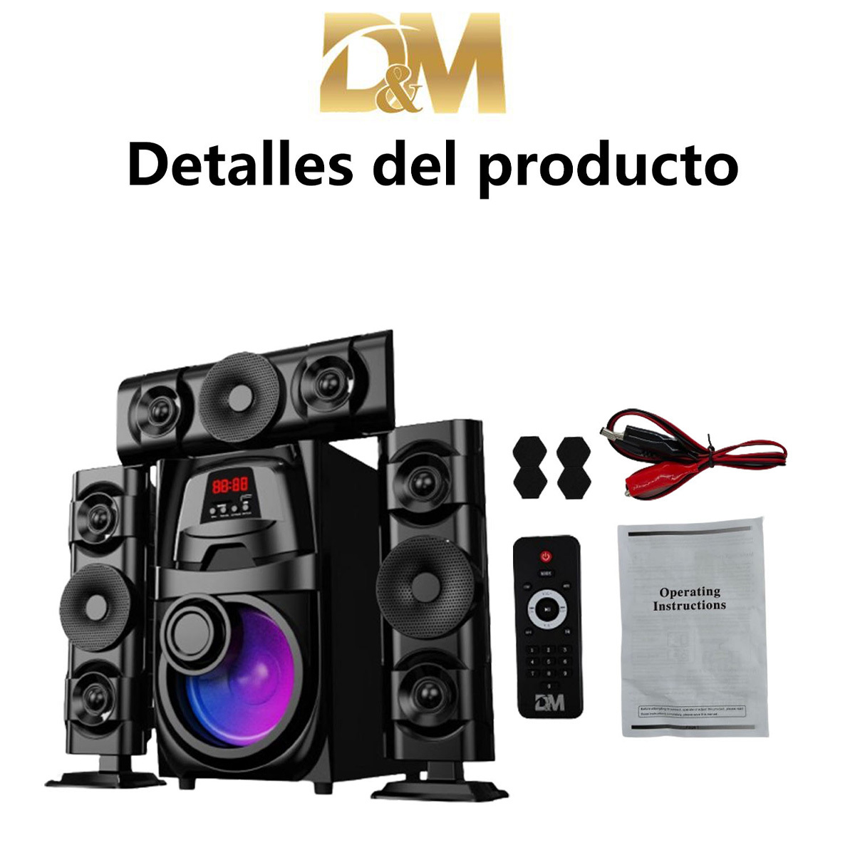 TEMU Dm-y11, multimedia home 3 con 1 home audio, 4 altavoces. Sonido envolvente 3D. Proporciona graves potentes, audio y y sonido envolvente de