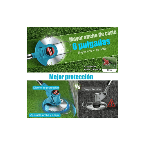 cortabordes eléctrico plegable portátil con 2 baterías de litio, cortacésped inalámbrico de 48v, desbrozadora de jardín ajustable, cortacésped inalámbrico, cortacésped inalámbrico de 48v