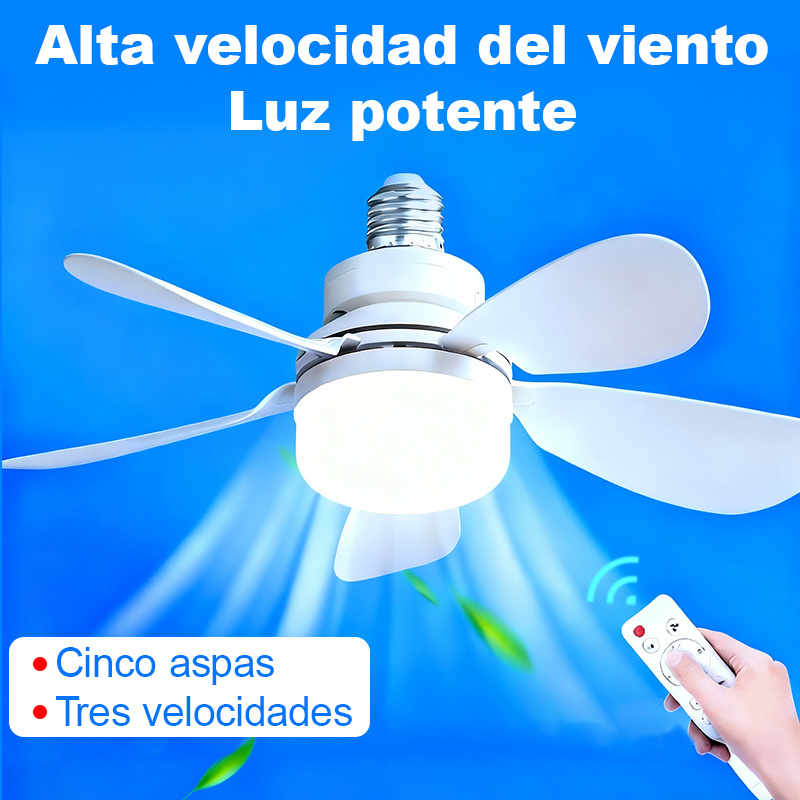 imagen del artículo ventilador de techo con luz led y control remoto, 60w, enchufe extensible e26   instalación motor mejorado viento   silencioso atenuable 3000-6500k ideales para habitaciones salas bares clubes ventana inteligente con iluminacion gran   de refrigeracíon   diseño minimalista construcción  