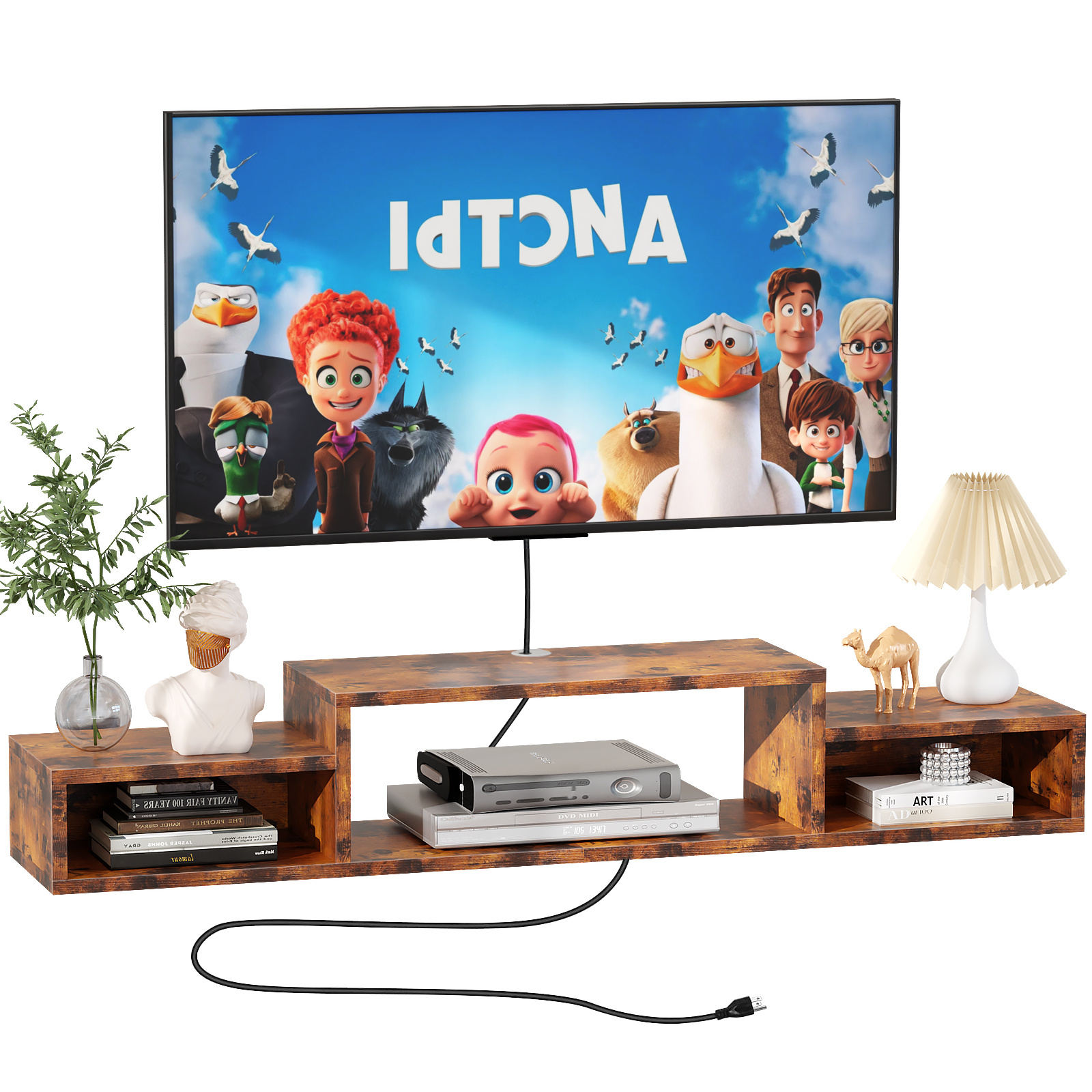 TEMU 150cm Mueble Para Tv Tv Flotante De Pared Soporte Tv Repisa Tv Flotante De Pared Soporte Tv Repisa Madera