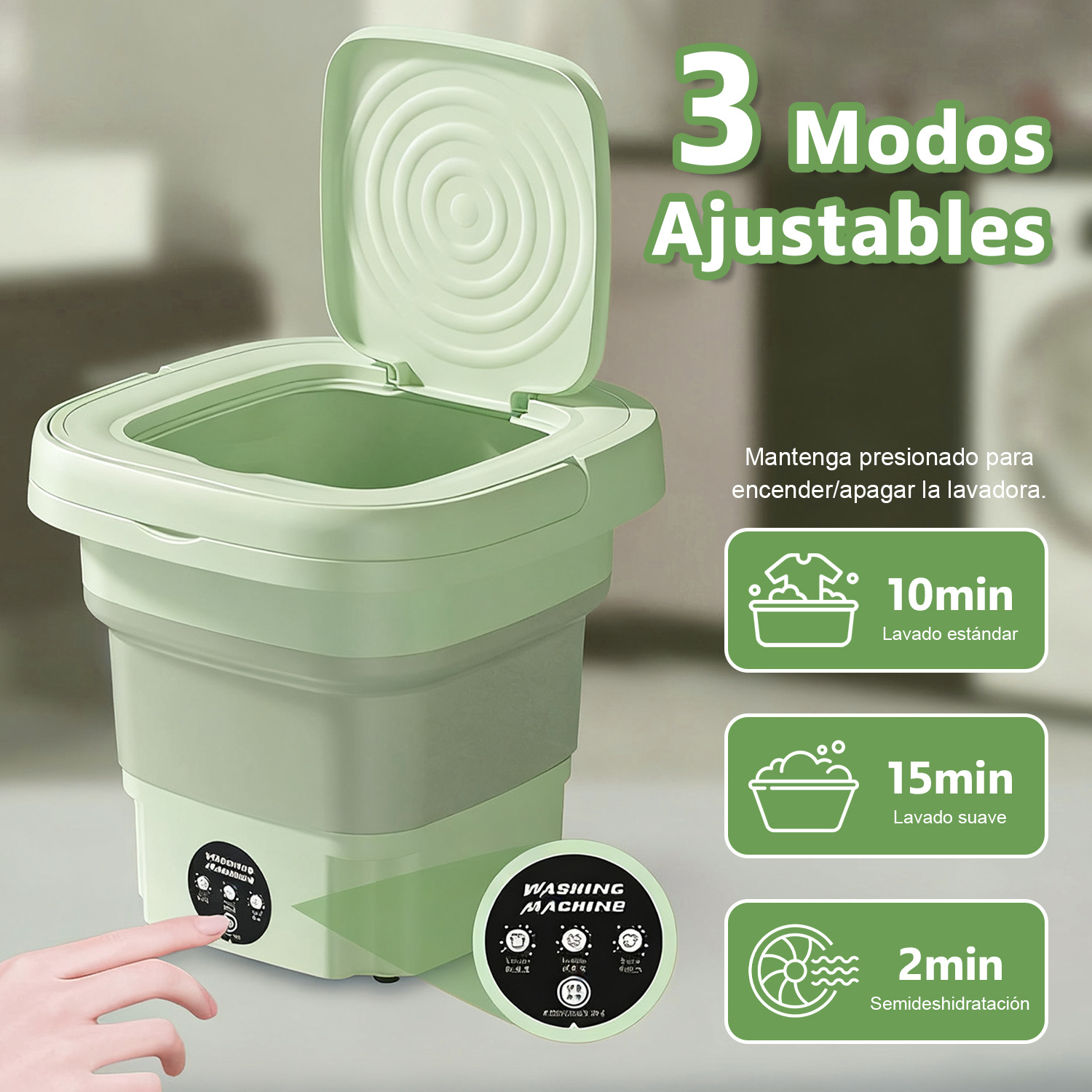 Mini Lavadora Plegable Portatil 8L - 3 Modos