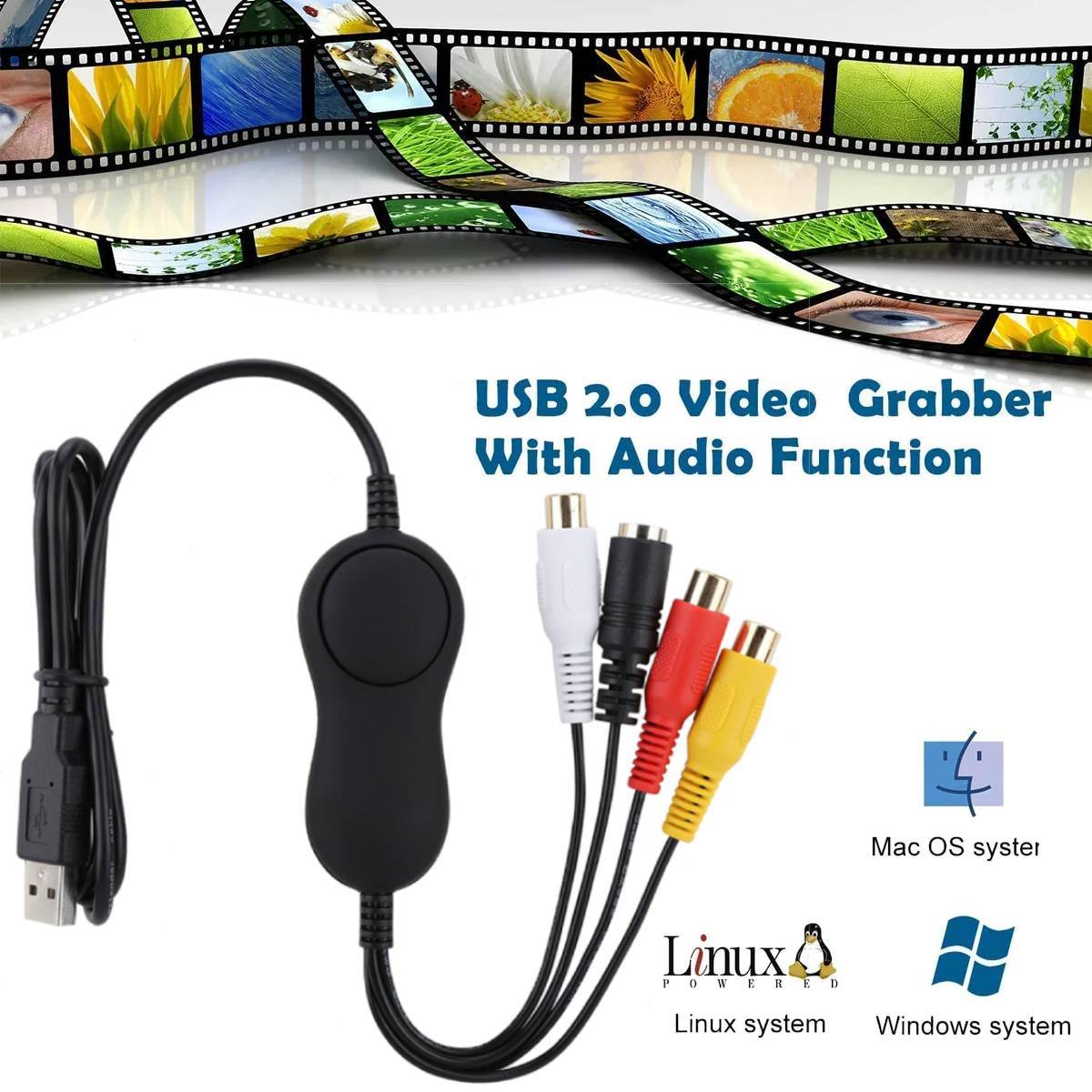 TEMU Tarjeta de de video, Tarjeta de de video USB 2.0, Grabadora de video HD analógica compatible con de video NTSC y PAL para Windows/.