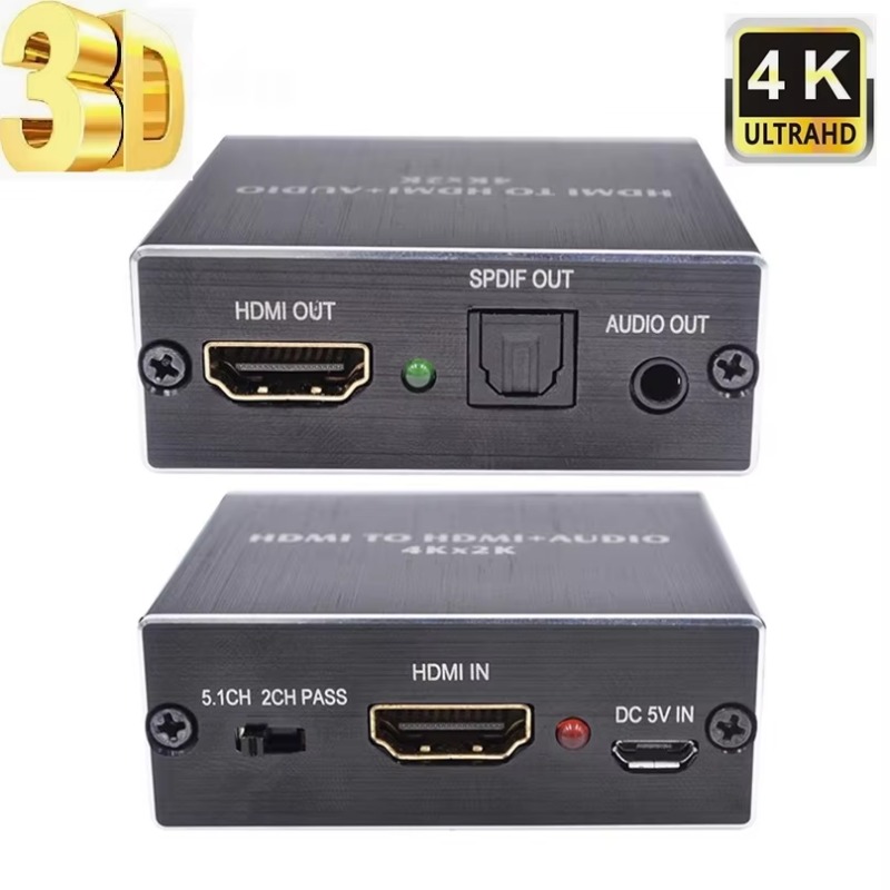 TEMU Extractor de audio HDMI, adaptador divisor convertidor de audio HDMI a HDMI/Óptico SPDIF/3,5 mm